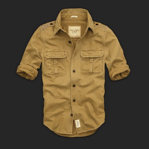 Abercrombie Fitch Hombres Lavado Algodón Camisa AF7045